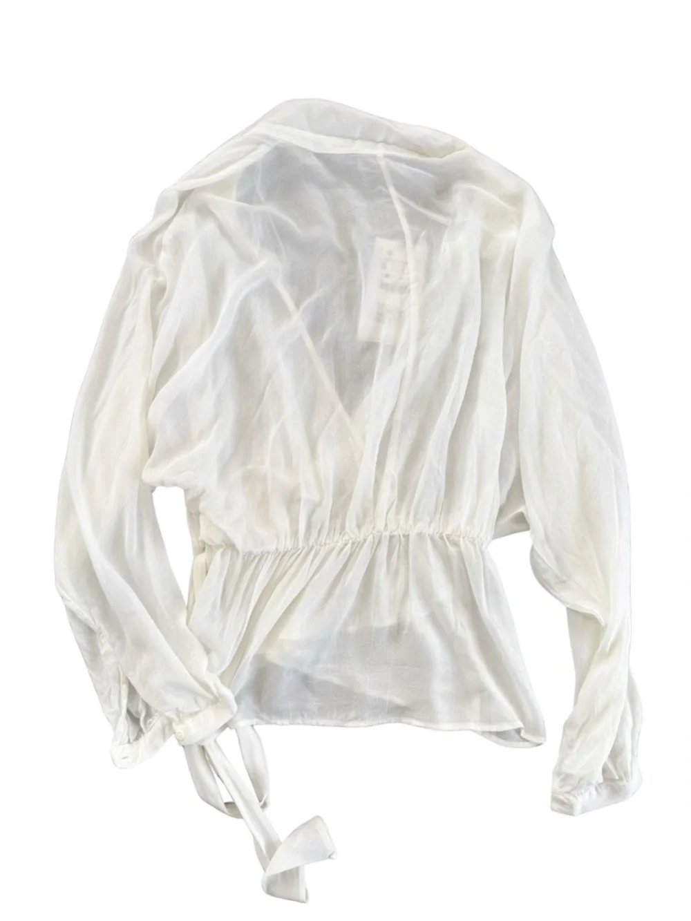 Zara White Wrap Blouse with Tie Waist NWT - Picture 3 of 10